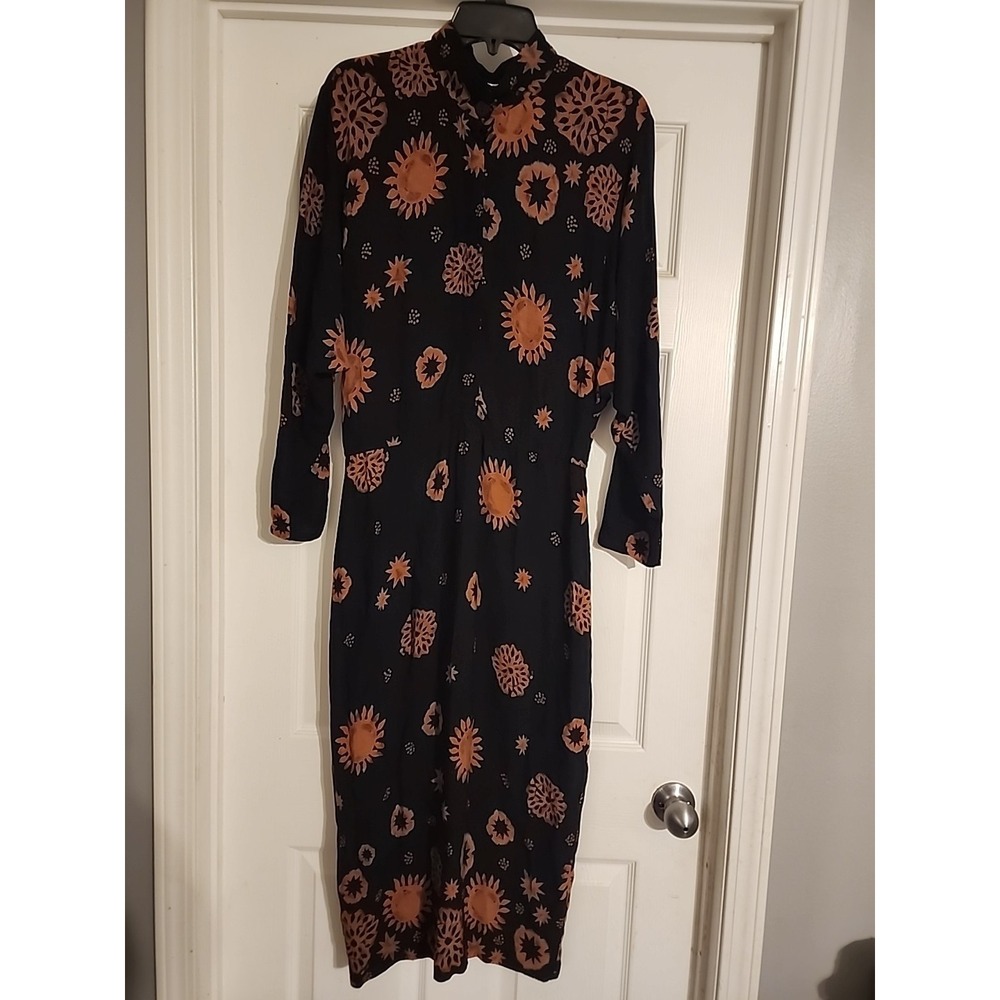Celestial Hippie Sun & Stars Dress Shear Black Mock Turtle Neck Vintage Festival